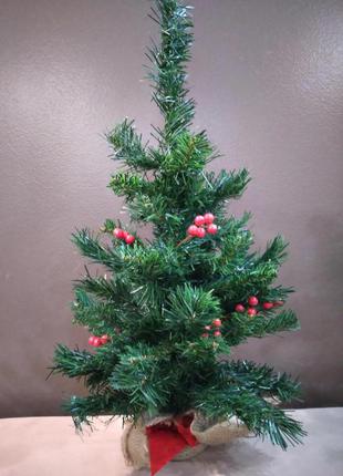 Ялинка штучна з ягодами в джутовому мішечку christmas decorations. висота 62 см