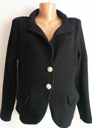 Фактурний теплий жакет блейзер пiджак мериносова шерсть