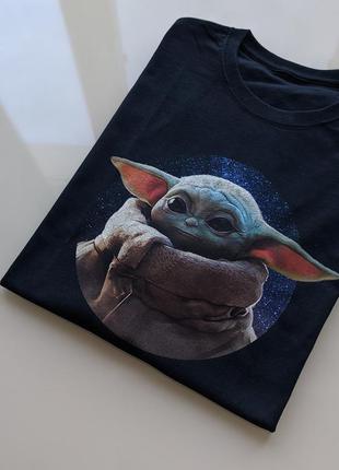 Черная  мужская футболка малыш йода / грогу /мандалорец / звездные войны