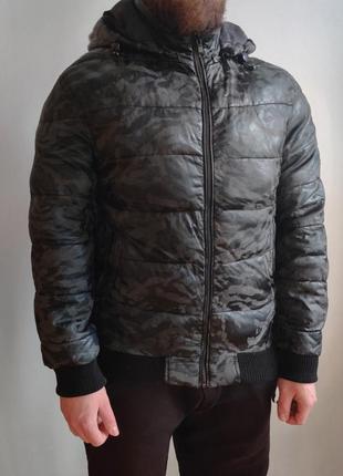 Тепла чоловіча камуфляжнаяя куртка zara 🔥 з вимірами10 фото