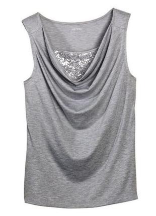 Сірий топ, блуза , майка esmara, з хомутом і паєтками, розмір s1 фото