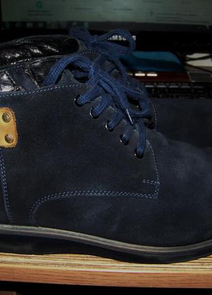 Мужские натуральные кожаные синие зимние ботинки на меху kadar 43р3 фото