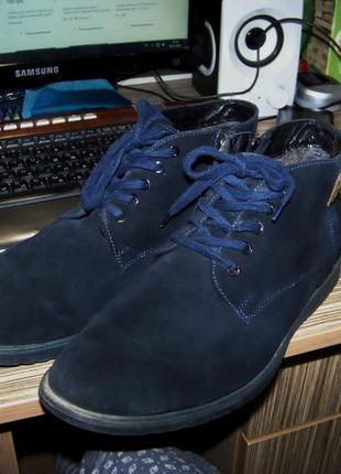 Мужские натуральные кожаные синие зимние ботинки на меху kadar 43р5 фото