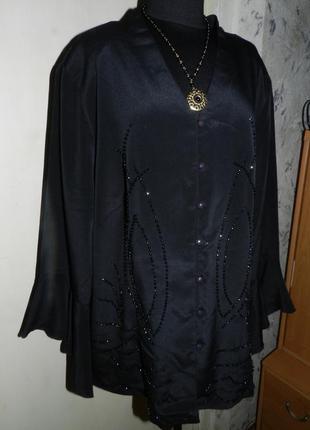Нарядная,женственная,чёрная блузка,расшитая бусинами,большого размера,creation atelier1 фото