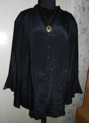 Нарядная,женственная,чёрная блузка,расшитая бусинами,большого размера,creation atelier3 фото