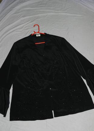 Нарядная,женственная,чёрная блузка,расшитая бусинами,большого размера,creation atelier6 фото