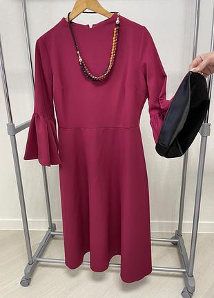 Платье миди марсала