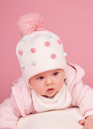 Зимова шапочка для дівчинки 42 набір шапки з хомутом dembo house