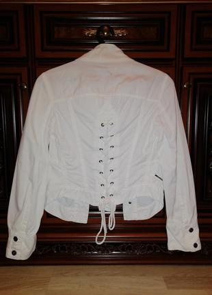 Куртка джинсовая белая стильная укороченная италия, пиджак2 фото