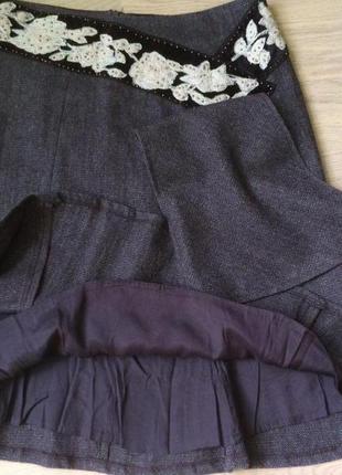 Теплая расклешенная юбка derhy франция в составе шерсть