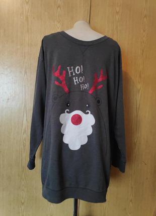 Тонкий серый рождественский джемпер , лонгслив на флисе