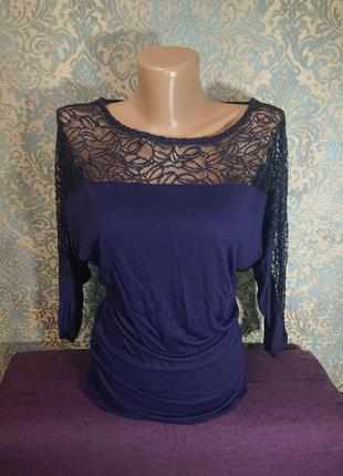 Краствая блуза с кружевом размер s/m блузка блузочка футболка кофта кофточка1 фото