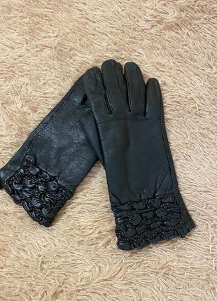 Зимние перчатки кожаные с утеплением2 фото