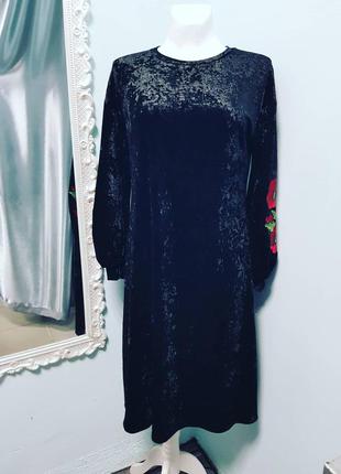 Платье чёрное миди украинская вышивка5 фото