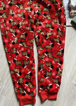 Красные новогодние штаны брюки от пижамы мопсы love to lounge1 фото