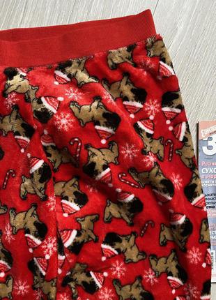 Красные новогодние штаны брюки от пижамы мопсы love to lounge3 фото