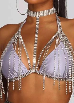 Роскошное ожерелье люкс портупея украшение лиф чокер чокер камни серебро