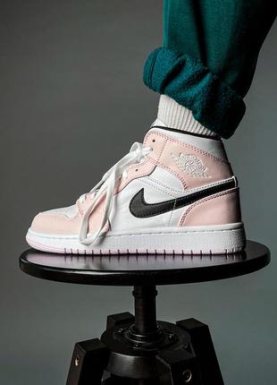 Кроссовки женские nike air jordan high розовые / кросівки жіночі найк аир джордан высокие кроссы