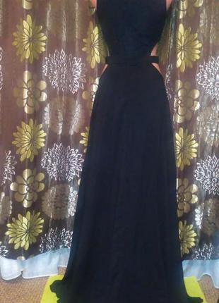 Платье чёрное в пол  шикарное  на высокую девушку3 фото
