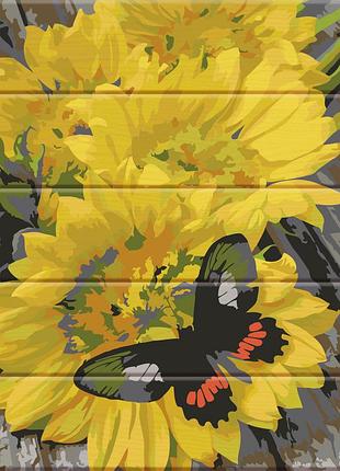 Художній творчий набір, картина за номерами на дереві метелик на квітах,30x40 см, «art story» (asw077)