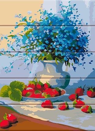 Художественный творческий набор, картина по номерам на дереве цветы и земляника, 30x40 см, «artstory» (asw050)