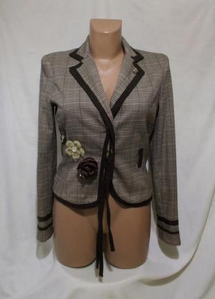 Жакет дизайнерський картатий декор квіти made in italy 44р