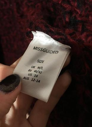 Кудлата кофта missguided catriona loop knit shrug cardigan кольору марсала6 фото