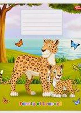 Тетрадь 12 листов линия "family"  леопард