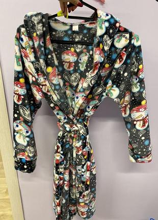 Новогодний халат женский детский снеговики