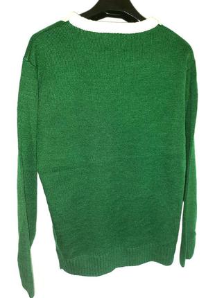 Новорічний зелений джемпер пуловер светр санта, і дід мороз. розмір m/l.6 фото