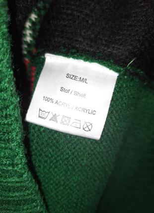 Новорічний зелений джемпер пуловер светр санта, і дід мороз. розмір m/l.7 фото
