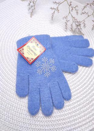 Перчатки на девочку снежинка ❄️ одинарные рукавички