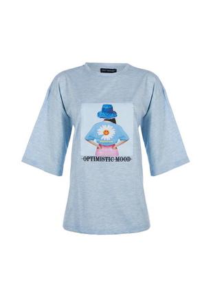 Футболка oversize с принтом baby blue quzu 21y18968-038