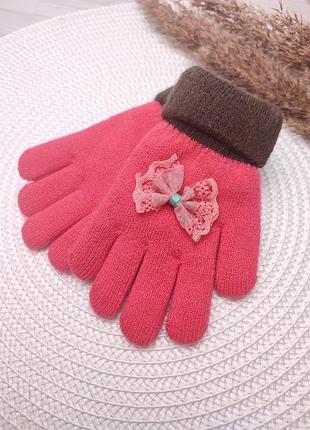 Утеплённые двойные перчатки 2-4 года