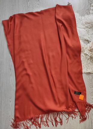 Палантин шарф широкий обьемный натуральный пашмина шелк кашемир с кисточками бахромой pashmina