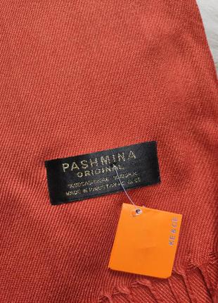 Палантин шарф широкий обьемный натуральный пашмина шелк кашемир с кисточками бахромой pashmina