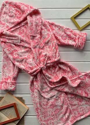 Рожевий махровий халат підлітковий