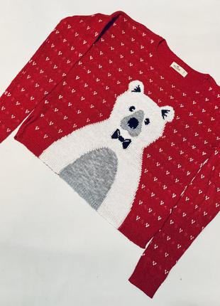 Милый вязаный  свитерок с белым медведем hollister4 фото