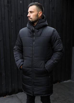 Зимова подовжена куртка чоловіча чорна
