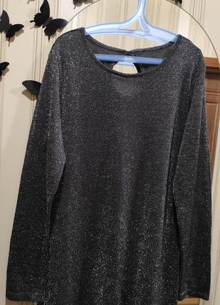 🔥🔥🔥легкий подовжений светр, джемпер, пуловер, лонгслив з люрексом. великий розмір.