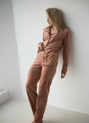 Велюровый костюм для дома рубашка со штанами піжама2 фото
