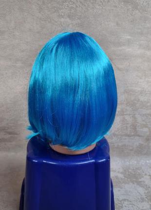 Парик каре голубой короткий парик с челкой светлый морская волна каре аниме карнавальный новый год маскарад2 фото