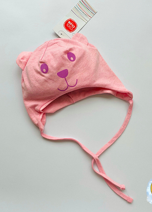 Подвійна бавовняна шапка на зав'язках - 6-9 міс, 44-46 см - cool club. двойная хлопковая шапочка