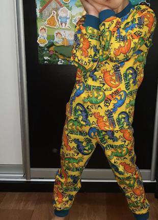 Піжама тепла динозаврики з динозаврами начіс начіс