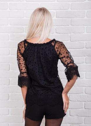 Стильная женская блуза кофта топ сетка в сердечко черная р s-m3 фото