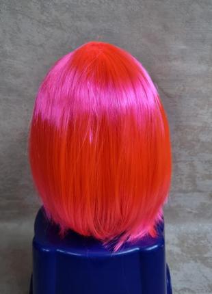 Парик каре розовый короткий парик с челкой яркий каре аниме карнавальный маскарад2 фото