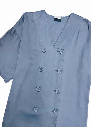 Двубортное свободное прямое шелковое платье с карманами 20% шелк2 фото