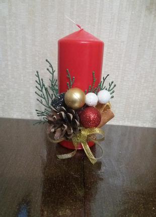 Свічки з декором, різдвяна свічка