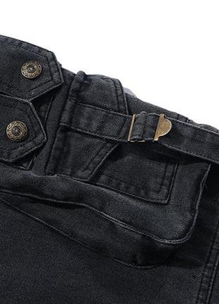 Штаны чёрные джинсы карго брюки джинсовые широкие готические печворк унисекс patchwork с карманами6 фото