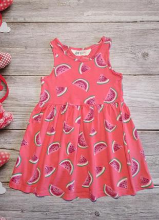 Рожеве літнє плаття сарафан кавуни h&m на дівчинку 1,5-2годика